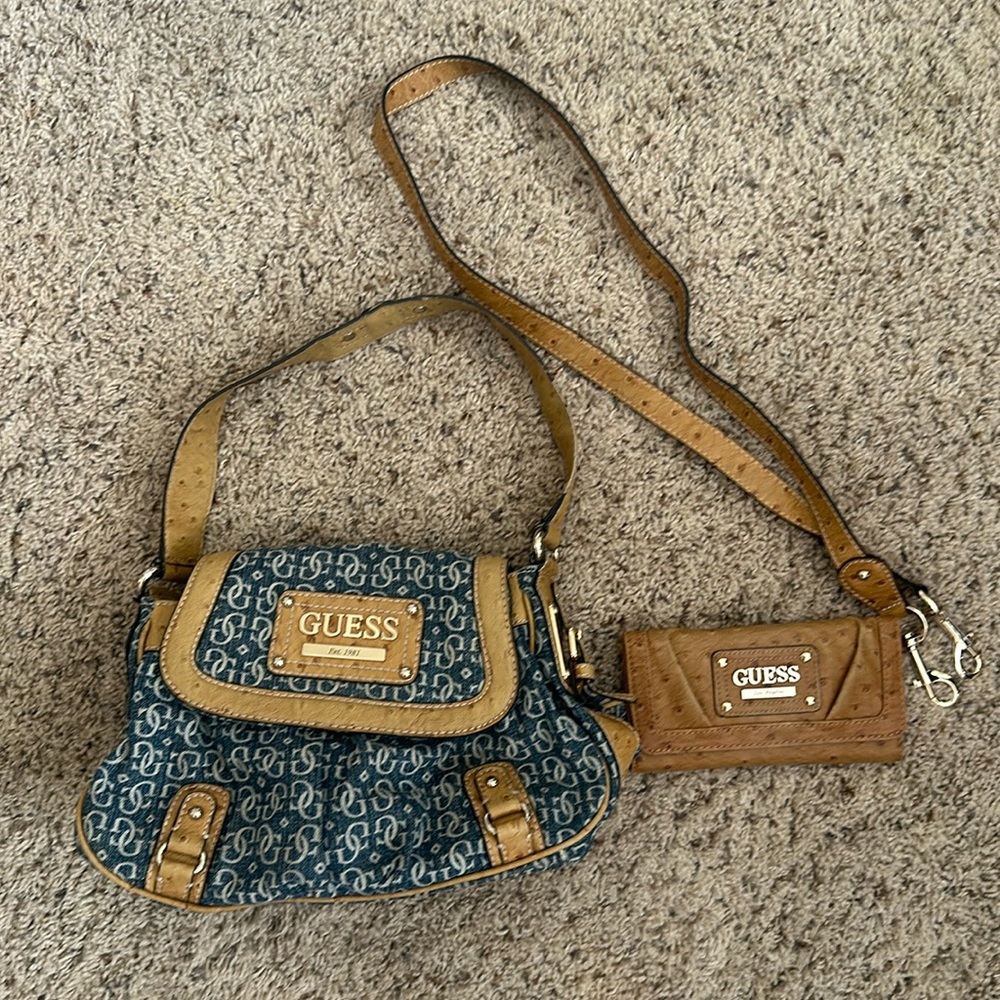 Matching purse and wallet with shoulder strap